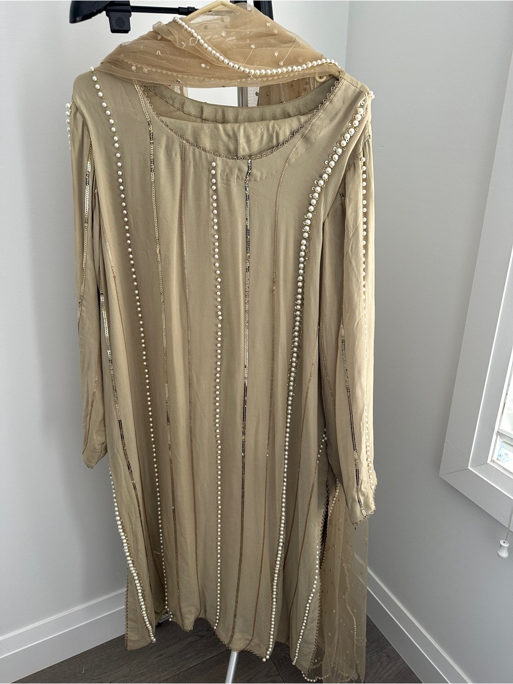 Pakistani Formal Pearl Embellished 3-Piece Suit Size L- Brand New